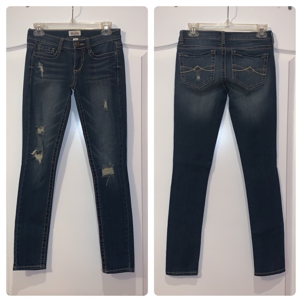 Juniors Mudd Distressed Ripped Skinny Jeans Size 3